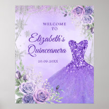 Bienvenidos a Quinceañera Floral Morado Plateada