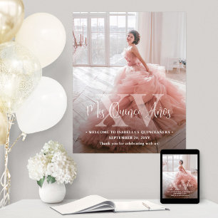 Póster Bienvenidos a Quinceañera Mis XV Foto Cumpleaños 1