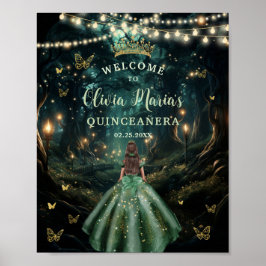 Póster Bienvenidos a Quinceañera, un bosque de esmeraldas