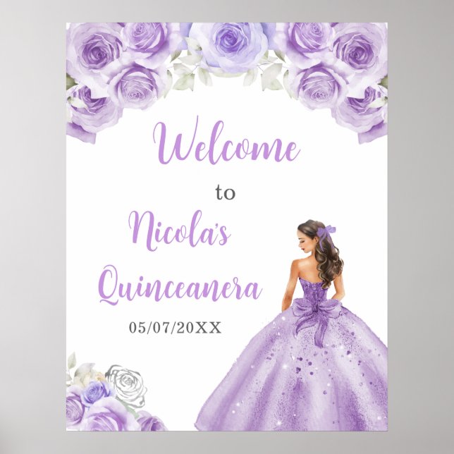 Póster Bienvenidos a Quinceanera, una princesa con un tra (Frente)