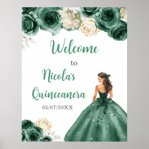 Póster Bienvenidos a Quinceanera, una princesa vestida de
