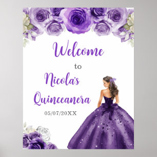 Póster Bienvenidos a Quinceanera, una princesa vestida de