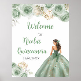 Póster Bienvenidos a Quinceanera, una princesa vestida de