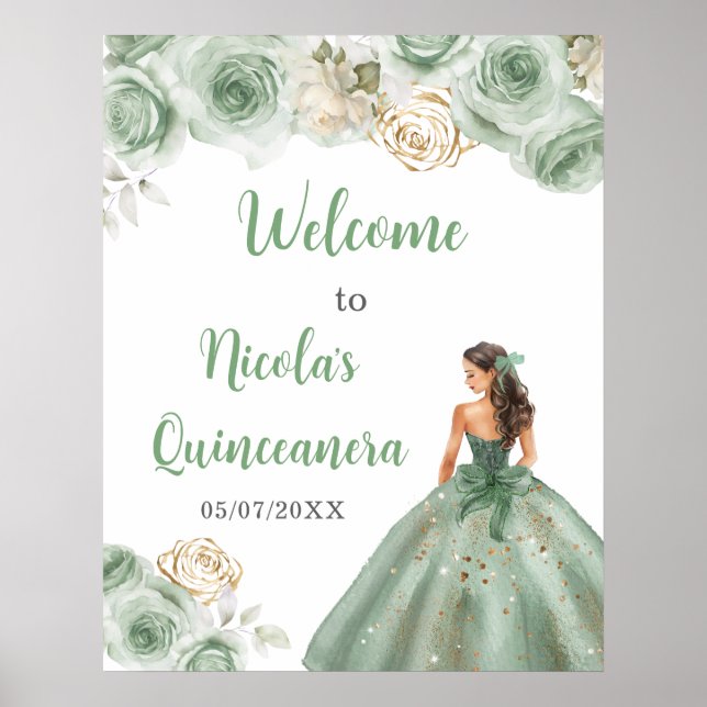 Póster Bienvenidos a Quinceanera, una princesa vestida de (Frente)