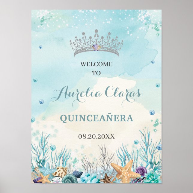 Póster Bienvenidos a Quinceañera Under Sea Beach (Frente)