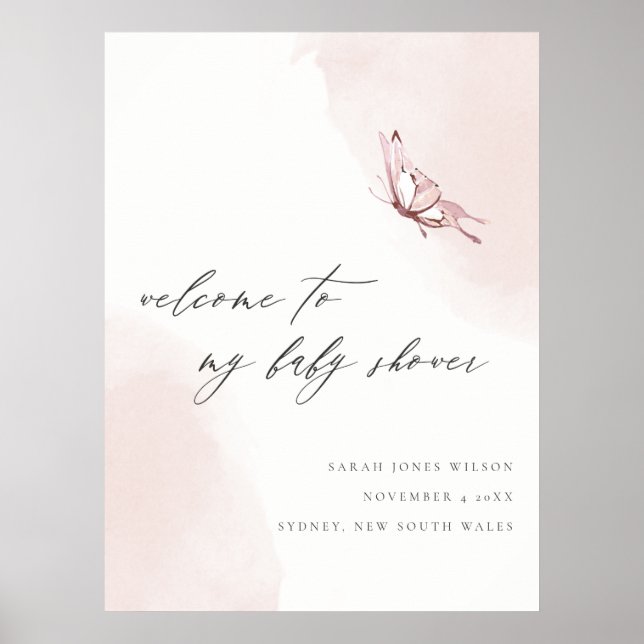 Póster Bienvenidos a Rubor Watercolor Butterfly Baby Show (Frente)