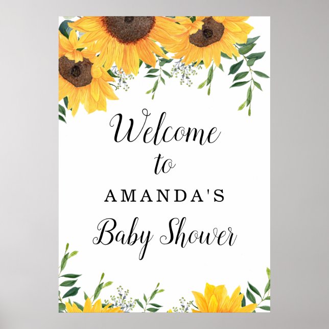 Póster Bienvenidos a Sunflower Baby Shower (Frente)
