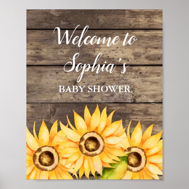 Póster Bienvenidos a Sunflower Baby Shower (Frente)