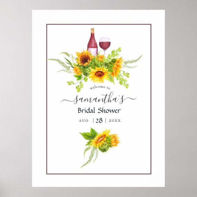 Póster Bienvenidos a Sunflowers Bridal Shower Wasting (Frente)
