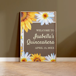 Póster Bienvenidos a Sunflowers White Daisy Burlap Quince