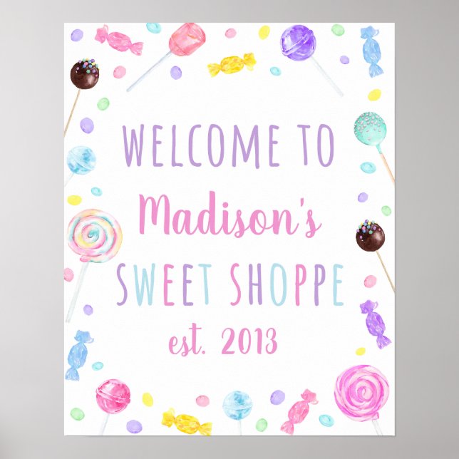 Póster Bienvenidos a Sweet Shop Candy Birthday (Frente)