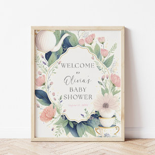 Póster Bienvenidos a Tea Baby Shower Wildflower