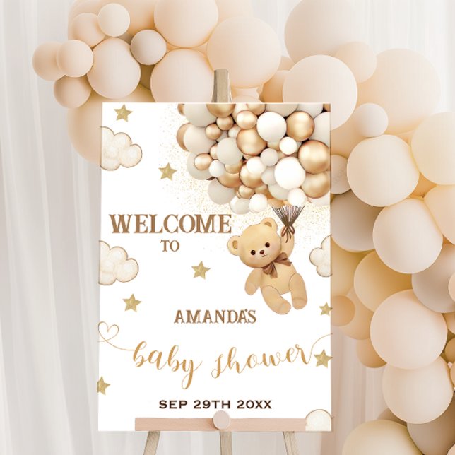 Póster Bienvenidos a Teddy Bear Holding Balloons Gold Bei (Subido por el creador)