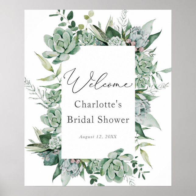 Póster Bienvenidos a una ducha de novias exitosa y eucali (Frente)