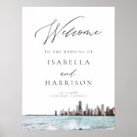 Bienvenidos a Watercolor Chicago Skyline Boda