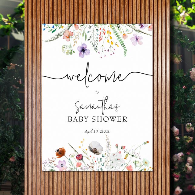 Póster Bienvenidos a Wildflower Baby Shower (Wildflower Baby Shower Welcome Poster - order INSTANT DOWNLOAD or PRINTED)