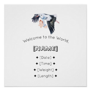 Póster Bienvenidos a World Custom Name & Birth Stats Bab