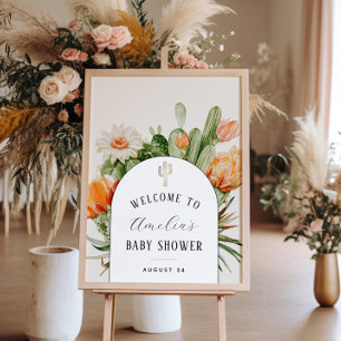 Póster Bienvenidos al Baby Shower Boho Cactus Arch