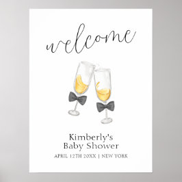Póster Bienvenidos al Baby Shower Bow Champagne Moderno S