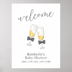 Póster Bienvenidos al Baby Shower Bow Champagne Moderno S