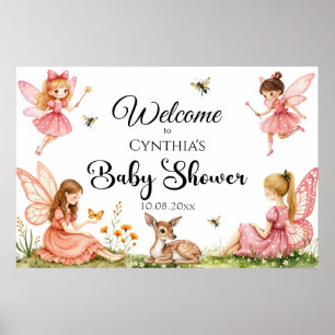 Póster Bienvenidos al Baby Shower Charming Fairies Woodla
