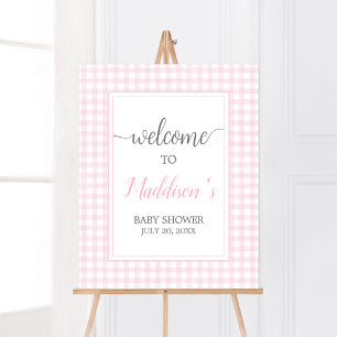 Póster Bienvenidos al Baby Shower Classic Pink Gingham