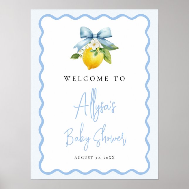 Póster Bienvenidos al Baby Shower Coquette Lemon Italian  (Frente)