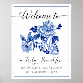 Póster Bienvenidos al Baby Shower de bienvenida Floral de