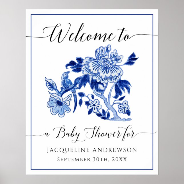 Póster Bienvenidos al Baby Shower de bienvenida Floral de (Frente)
