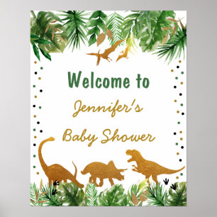 Póster Bienvenidos al Baby Shower de Dinosaur Safari