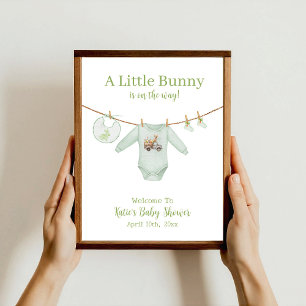 Póster Bienvenidos al Baby Shower de Easter Bunny Green C
