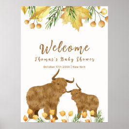 Póster Bienvenidos al Baby Shower de Fall Boho Highland C