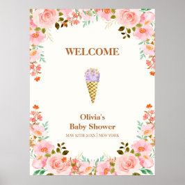 Póster Bienvenidos al Baby Shower de Flower Garden Scoop