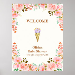 Póster Bienvenidos al Baby Shower de Flower Garden Scoop