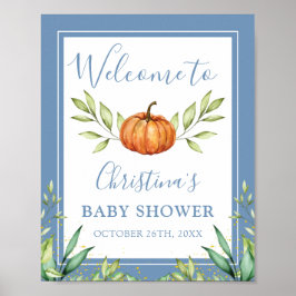 Póster Bienvenidos al Baby Shower de la Calabaza Azul del