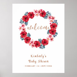 Póster Bienvenidos al Baby Shower de la floral de verano