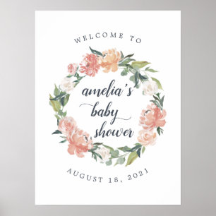 Póster Bienvenidos al Baby Shower de la floral de verano 