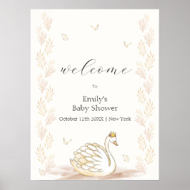 Póster Bienvenidos al Baby Shower de la mariposa Swan Pri