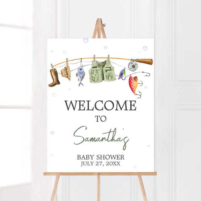 Póster Bienvenidos al Baby Shower de Little Fisherman (Boho Fisherman Baby Shower Welcome Sign)