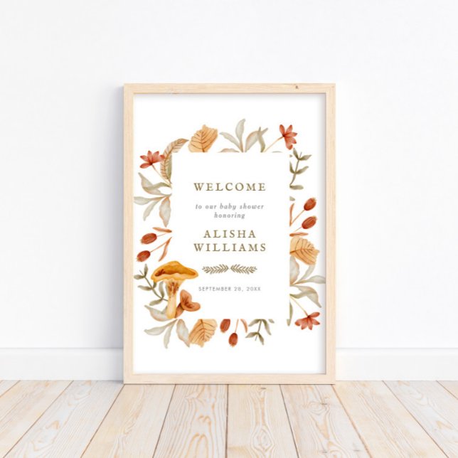 Póster Bienvenidos al Baby Shower de otoño con el frasco  (Available for print and instant digital download!)