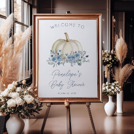 Póster Bienvenidos al Baby Shower de otoño de Blue Floral