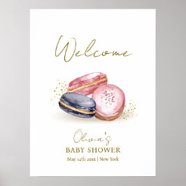 Póster Bienvenidos al Baby Shower de Pastel Bonjour Bébé
