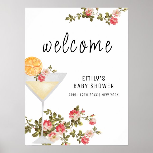 Póster Bienvenidos al Baby Shower de Summer Floral Brunch (Frente)