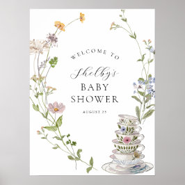 Póster Bienvenidos al Baby Shower de Wildflower Tea