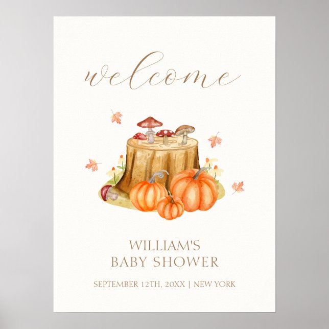Póster Bienvenidos al Baby Shower de Woodland Fall (Frente)