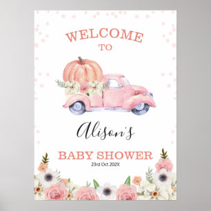 Póster Bienvenidos al Baby Shower del Camión de Calabaza 