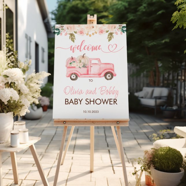 Póster Bienvenidos al Baby Shower del Camión de Calabaza  (Subido por el creador)