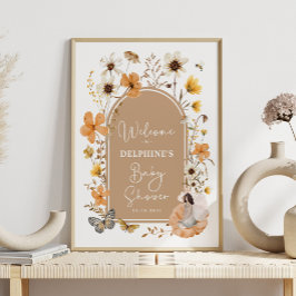 Póster Bienvenidos al Baby Shower Fall Boho Fairy Wildflo