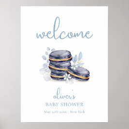 Póster Bienvenidos al Baby Shower Floral Francesa Bonjour