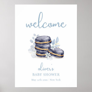 Póster Bienvenidos al Baby Shower Floral Francesa Bonjour
